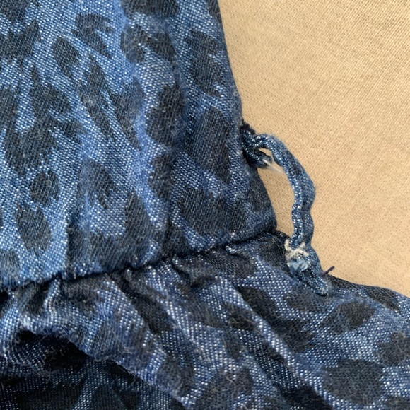 Dots Animal Print Blue Buttoned Collared Knee-Length Denim Sundress Size XL - Picture 7 of 8